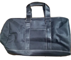 BOLSO DE VIAJE DE LONA NEGRO LIZ CLAIBORNE NUEVO SIN ETIQUETAS Y ACENTO DE IMITACIÓN CUERO - Imagen 1 de 7