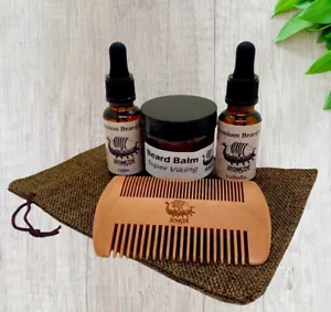 Ironside Gift Pack" Beard Oil Balm Comb Organic Vegan Hemp Oil - Picture 1 of 3