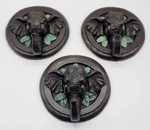 Set of Three (3) Elephant Wall Decor Plaques, 5 3/4" Wide - Picture 1 of 22