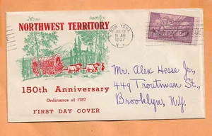 NORTHWEST TERRITORY 150th ANNIV FDC JUL 13,1937 NY VINTAGE COVER - Picture 1 of 1