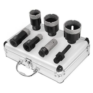 7Pcs Diamond Drill Bits Drill Holesaw Cut Black For Porcelain Granite Tile Glass - Picture 1 of 9