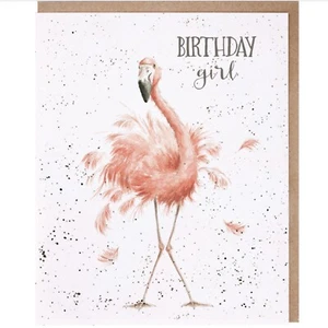 Wrendale Blank Card “BIRTHDAY GIRL” FLAMINGO BIRTHDAY - Picture 1 of 1