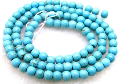 Cuentas sueltas redondas de 4 mm azul brillante turquesa para hacer joyas hebras hágalo usted mismo 15" Foto 1 de 2