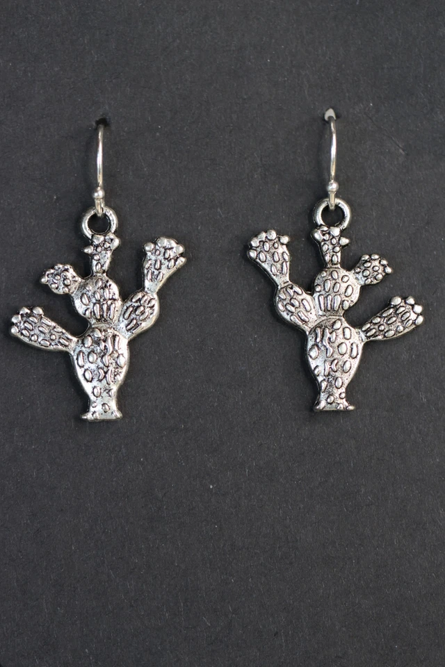 仙人掌植物小饰品耳环 925 纯银钩锡饰品 1 1/4 — 第 1/3 张图片