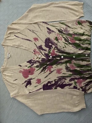 Cárdigan Garnet Hill 100 % algodón ligero floral cuello en V con talla M nunca usado Foto 1 de 4