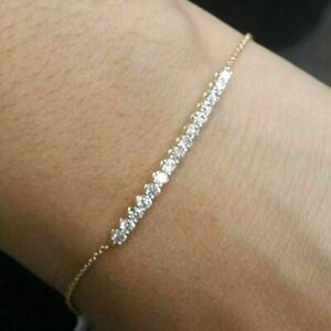 2CT Round Lab-Created Diamond Women Chain Link Bracelets 14k Yellow Gold Plated