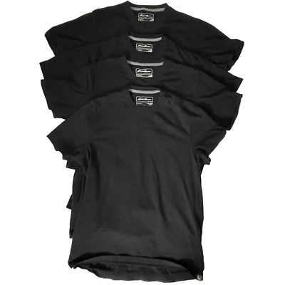 Lote (4) camisetas lavadas Eddie Bauer Legend para hombre M negras cuello en V y crew calce ajustado Foto 1 de 2