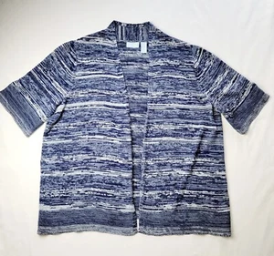 Liz & Me Sweater Cardigan Womens Size 2X 22/24 Short Sleeve Open Front Blue - Picture 1 of 5