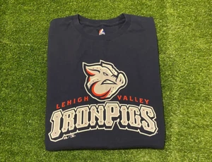 Retro Majestic Lehigh Valley Iron Pigs arch spell out logo t-shirt large MiLB - Picture 1 of 9