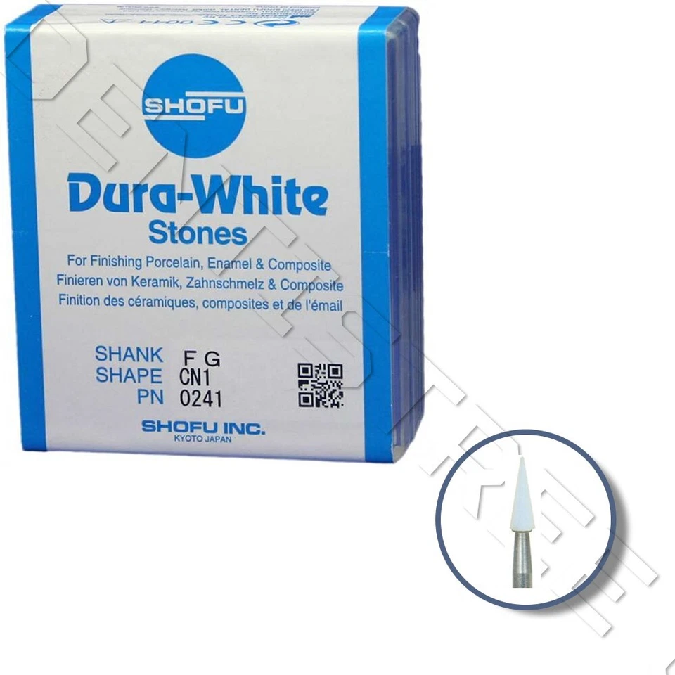 Shofu Dura Blanco Montado Piedra Bur FG CN1 (12/caja) Forma Llama 0241 Foto 1 de 1