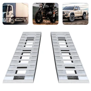 2X 6800lbs 72" x 15" Aluminum Trailer Ramps for Car ATV Truck Auto & Hook Ends - Picture 1 of 17