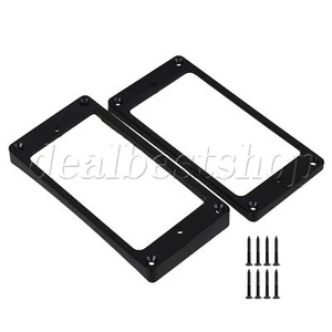 2pcs Black Electric Guitar Humbucker Pickup Frame Cover Plate Mounting Rings - Picture 1 of 9