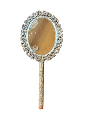 Espejo de mano tocador con detalles ornamentados barroco, rococó antiguo italiano Foto 1 de 2