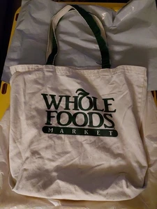 Bolso de Compras de Lona Reutilizable Whole Foods Market De Colección Doble Mango Raro - Imagen 1 de 8
