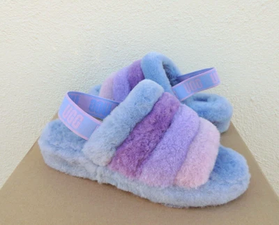 UGG ВАСИЛЬКА МУЛЬТИ ПУХ ДА СЛАЙД ОВЧИНЫ ТАПОЧКИ, США 6/ЕВРО 37 ~ НОВЫЙ В КОРОБКЕ - Изображение 1 из 4