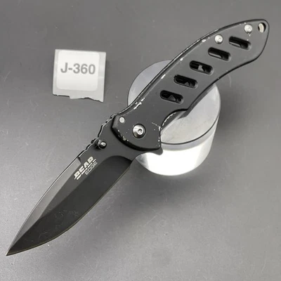 Bear Edge Knives Brisk Stainless Serrated Fixed Blade Black Handle Knife 61517 - Image 1 of 4