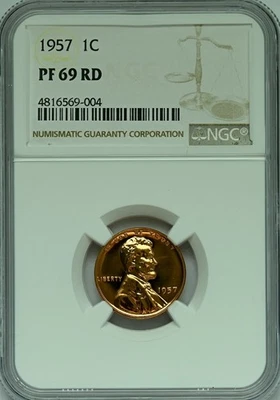 1957 Lincoln Wheat Penny MGC PF69RD – Copper 1¢ Mint State RD Very Nice - Image 1 of 4