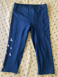 Women's Oiselle Workout Capri Leggings Size 4 (04) with Birds Blue used - Picture 1 of 12