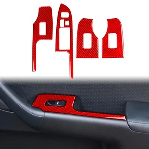 Para Acura TSX 04-08 Rojo Fibra de Carbono Interior Ventana Elevador Panel Borde 4X - Imagen 1 de 12