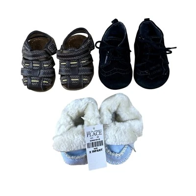 Bebé Infante Recién Nacido Niño Conjunto de Zapatos Mixto Sandalias Negro Zapatos de Vestir Zapatillas Botas Foto 1 de 2