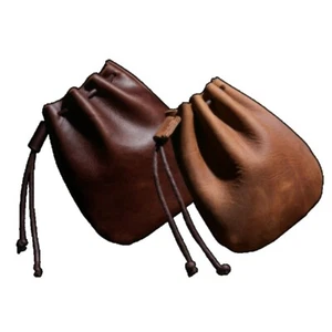 Drawstring Bag Genuine Leather Wallet Coin Pouch Case Purse Men & Women 2024 USA - Picture 1 of 19