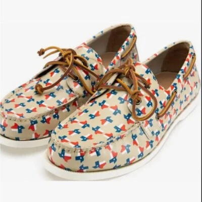 Froats The Lone Star Zapatos Casuales de Barco Mocasines de Cuero Bandera de Texas Talla 6 Foto 1 de 4