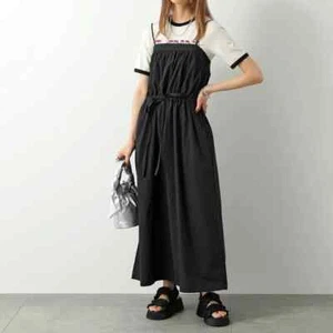 Ganni Cotton Poplin Maxi Strap Dress Size 34 Black - Picture 1 of 7