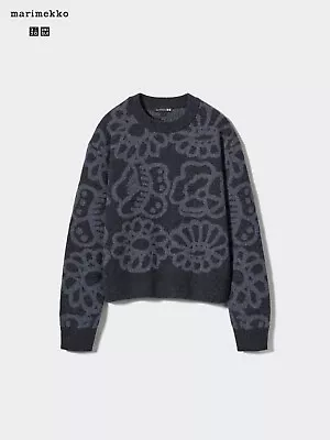 UNIQLO X marimekko Lambswool Crew Neck Jumper - Dark Grey - Size M Medium NWT - Image 1 of 4