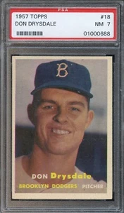 1957 Topps #18 Don Drysdale RC PSA 7 HOF Brooklyn Dodgers 0688 - Picture 1 of 2