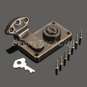 Vintage Wooden Box Latch Hasp 7 Hole Antique Hardware Luggage Case Buckle Lock - Picture 1 of 10