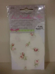 2 TOPPE TOPPA OVALI MINI 11,5 x 8,5 TERMOADESIVE APPLICAZIONI BIANCA CON FIORI - Picture 1 of 1