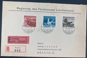 1946 Vaduz Liechtenstein Express Cover To Zurich Switzerland Sc#219-221 - Picture 1 of 2