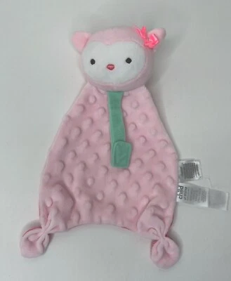 Manta de seguridad Carter’s Baby rosa Minky punto satinado búho verde soporte Paci sonajero Foto 1 de 3