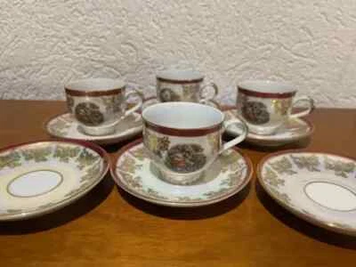 1777 DDR Kaffeeservice Mocca  4 Personen Perlmutt mit Motiven Barock Rarität - Bild 1 von 4