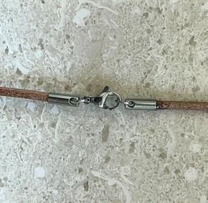 Deziloo Round Natural Leather 2mm Cord Necklace Silver Alloy Lobster Clasp - Picture 1 of 11