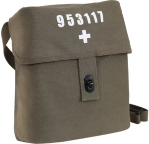 Olive Drab Swiss Military Canvas Shoulder Bag White Cross Large Carry Pouch - Picture 1 of 1