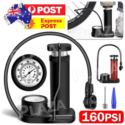 Portable Bicycle Bike Air Pump 160 PSI with Gauge Foot Floor Ball Inflator Kit - image 1 of 4