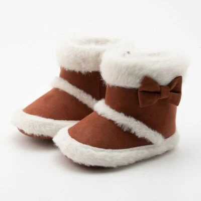 Baby Girls Boys Newborn Toddler Soft Shoes Warm Ankle Boots Fur Lined Winter US - Image 1 of 4
