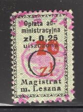 POLAND Leszno 1940s Municipal Revenue Stamp. Used.
