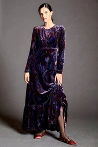 Anthropologie Brand Burnout Velvet Maxi Dress by Sz 8 Beautiful & Rare NWT - Picture 1 of 11
