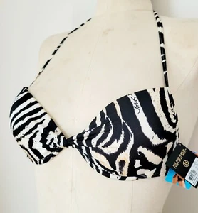 VICTORIA'S SECRET VERY SEXY  TWISTED FRONT SWIM TOP SIZE 34B LEOPARD PRINT NWT - Picture 1 of 4