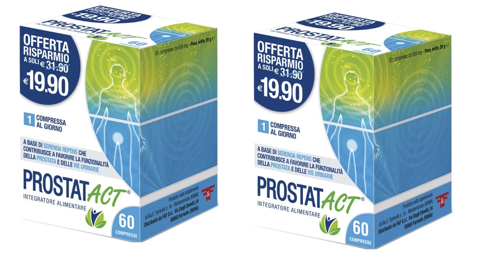 Prostat Act 2 Confezioni da 60 compresse - Integratore Alimentare per prostata