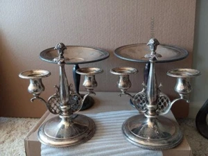 Louis XIV 2 Light Weighted Candelabra & matching 2 Round Compotes - Towle Silver - Picture 1 of 9