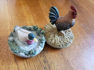 Lot of 2 Yankee Candle Our America 3.5" RESIN Folk Rooster Topper Mallard - Picture 1 of 14