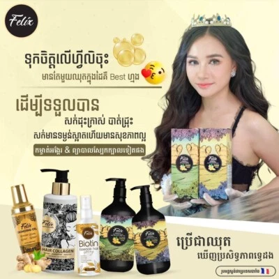 1 Set Felix Professional Hair Care ឈុតសក់(កក់,បន្ទប់,ស្ប៉ា&ស្ព្រៃយ៍,ប្រេង) - Image 1 of 4