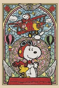 Snoopy Stained Glass Counted Cross Stitch CHART #10-80  - Picture 1 of 1