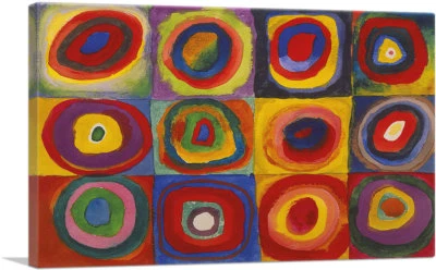 Cuadrados de estudio de color con círculos concéntricos impresión artística en lienzo Wassily Kandinsky Foto 1 de 4