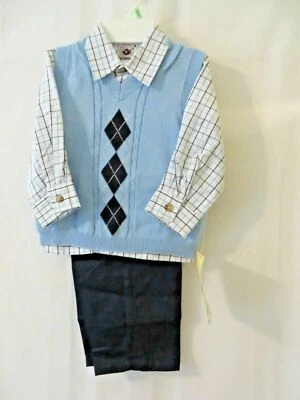 Calça xadrez Good Lad 3 peças 4105 colete argyle azul marinho 12M ou 18M #10176 - Imagem 1 de 4