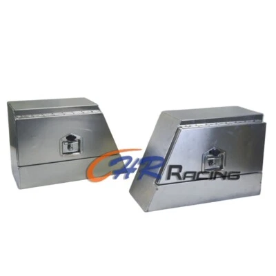 24"x10"x16" Pair Flat Aluminium Truck Under Tray Storage Tool Box w/Lock+Keys - Image 1 of 4