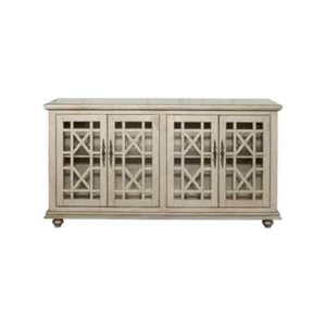 Martin Svensson Marche TV Stand 63"W W/ Cable Management Antique Silver Glass - Picture 1 of 8